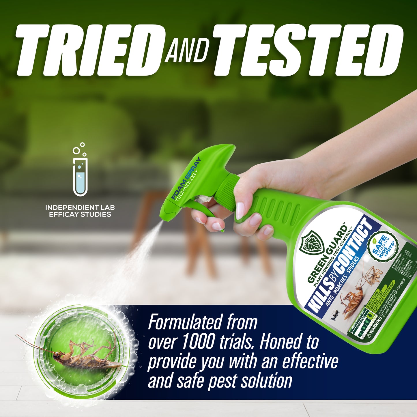 16 oz Peppermint Hit Green Guard Pest Control Spray- Safe Around Children & Pets, Kills by Contact: Ants, Roaches, Spiders & Other Crawling Insects, Indoor and Outdoor, Pleasant Scent