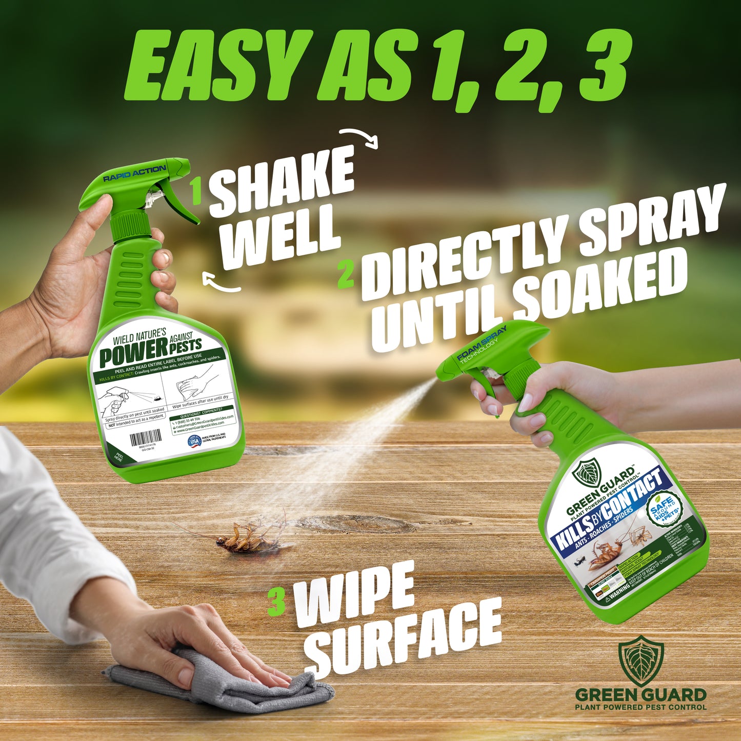 16 oz Cinnamon Might Green Guard Pest Control Spray- Safe Around Children & Pets, Kills by Contact: Ants, Roaches, Spiders & Other Crawling Insects, Indoor and Outdoor, Pleasant Scent