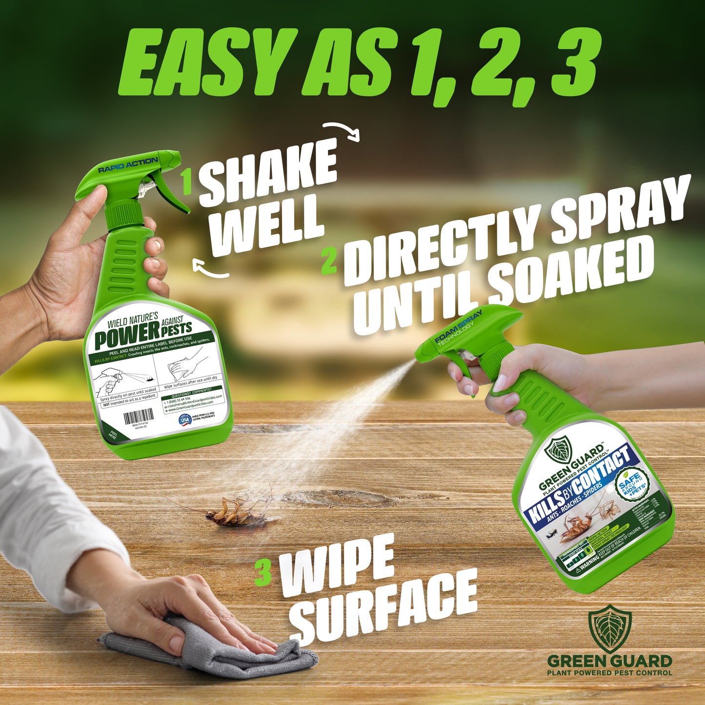 16 oz Peppermint Hit Green Guard Pest Control Spray- Safe Around Children & Pets, Kills by Contact: Ants, Roaches, Spiders & Other Crawling Insects, Indoor and Outdoor, Pleasant Scent